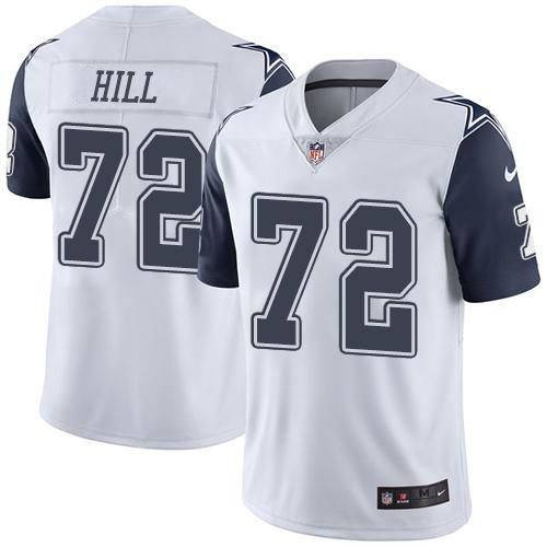 Nike Dallas Cowboys 72 Trysten Hill White Men Stitched NFL Limited Rush Jersey