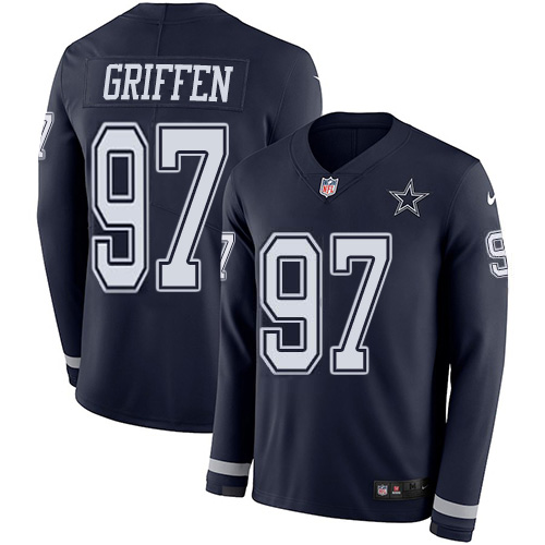 Nike Dallas Cowboys 97 Everson Griffen Navy Blue Team Color Men Stitched NFL Limited Therma Long Sle