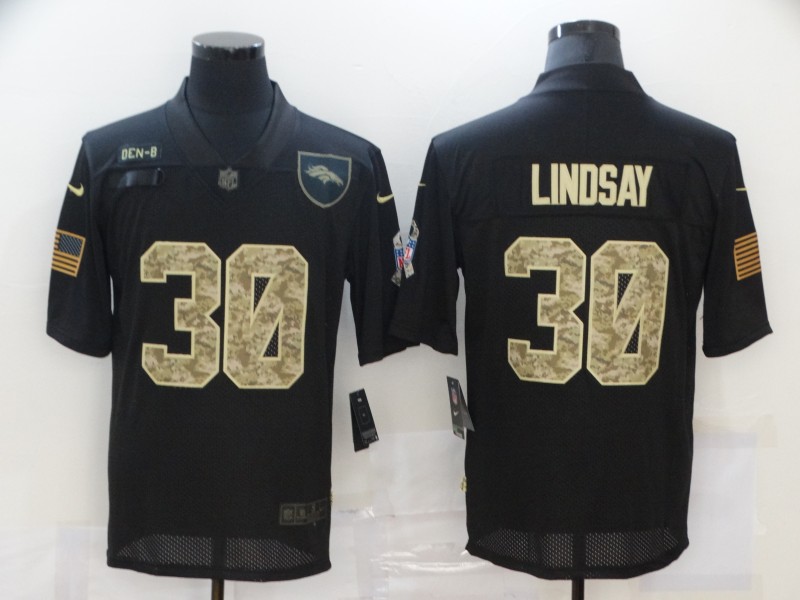 Nike Denver Broncos 30 Phillip Lindsay Black Camo 2020 Salute To Service Limited Jersey