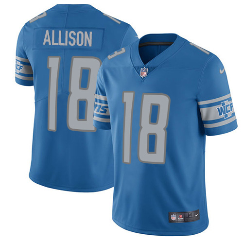 Nike Detroit Lions 18 Geronimo Allison Blue Team Color Men Stitched NFL Vapor Untouchable Limited Je