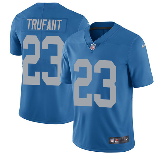 Nike Detroit Lions 23 Desmond Trufant Blue Throwback Men Stitched NFL Vapor Untouchable Limited Jers