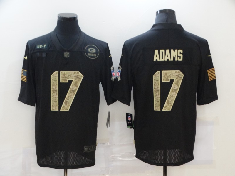 Nike Green Bay Green Bay Packers 17 Davante Adams Black Camo 2020 Salute To Service Limited Jersey