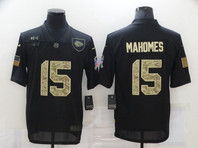 Nike Kansas City Chiefs 15 Patrick Mahomes Black Camo 2020 Salute To Service Limited Jersey