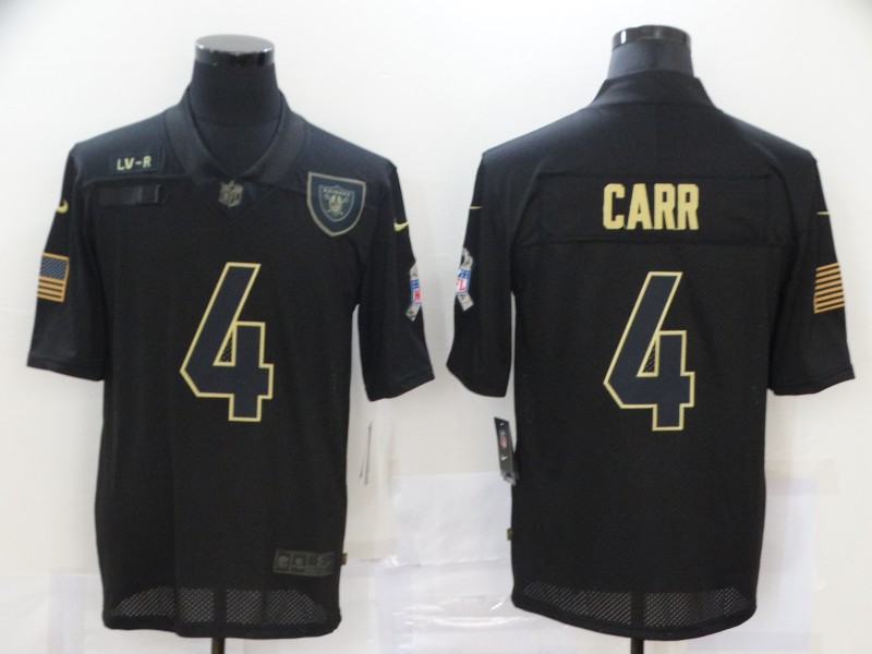 Nike Las Vegas Raiders 4 Derek Carr Black 2020 Salute To Service Limited Jersey