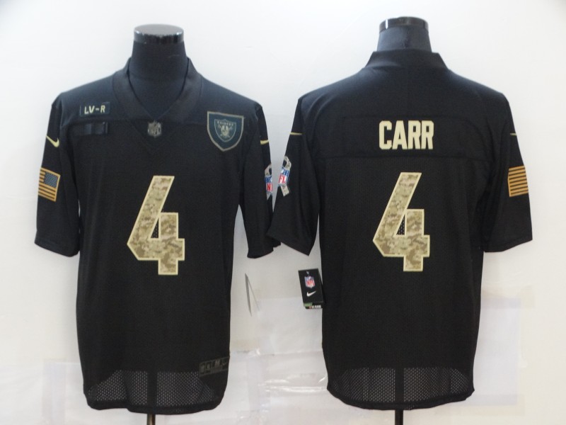 Nike Las Vegas Raiders 4 Derek Carr Black Camo 2020 Salute To Service Limited Jersey