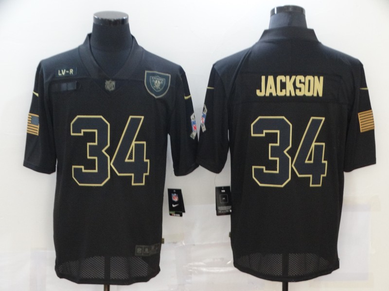 Nike Las Vegas Raiders 34 Bo Jackson Black 2020 Salute To Service Limited Jersey