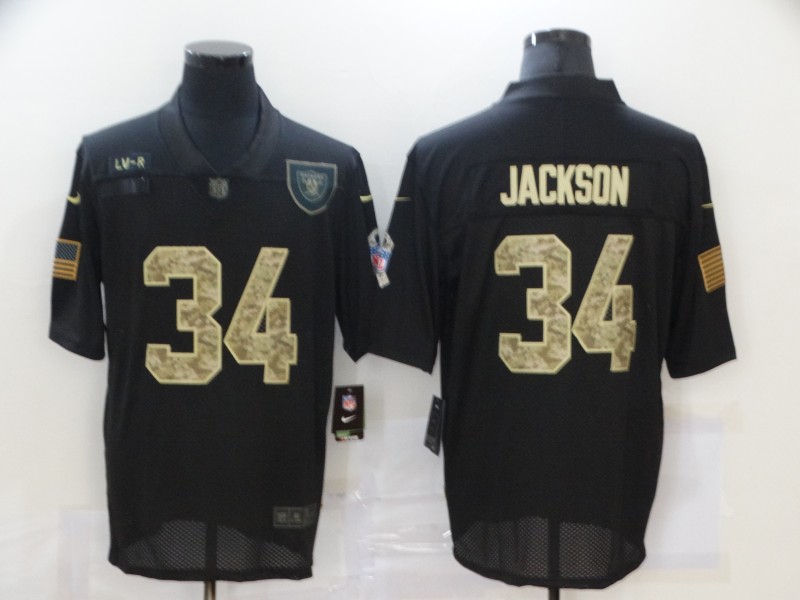 Nike Las Vegas Raiders 34 Bo Jackson Black Camo 2020 Salute To Service Limited Jersey