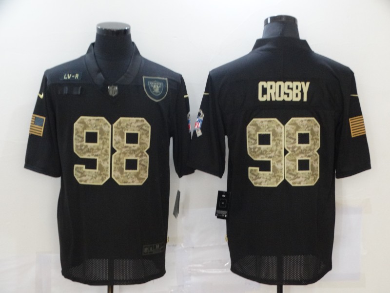 Nike Las Vegas Raiders 98 Maxx Crosby Black Camo 2020 Salute To Service Limited Jersey