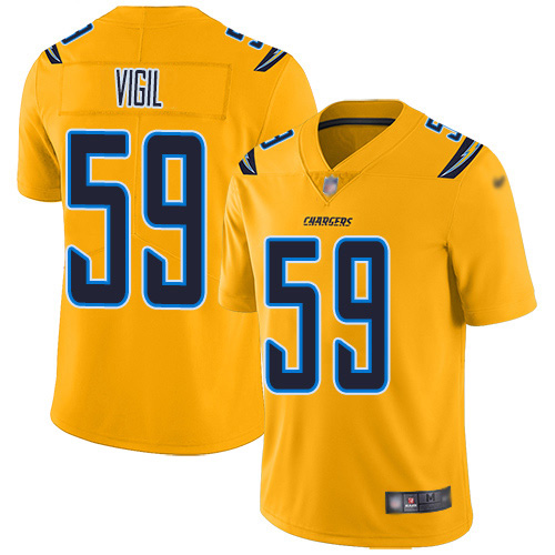 Nike Los Angeles Chargers 59 Nick Vigil Gold Men Stitched NFL Limited Inverted Legend Jersey