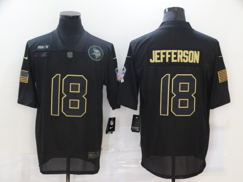 Nike Minnesota Vikings 18 Justin Jefferson Black 2020 Salute To Service Limited Jersey