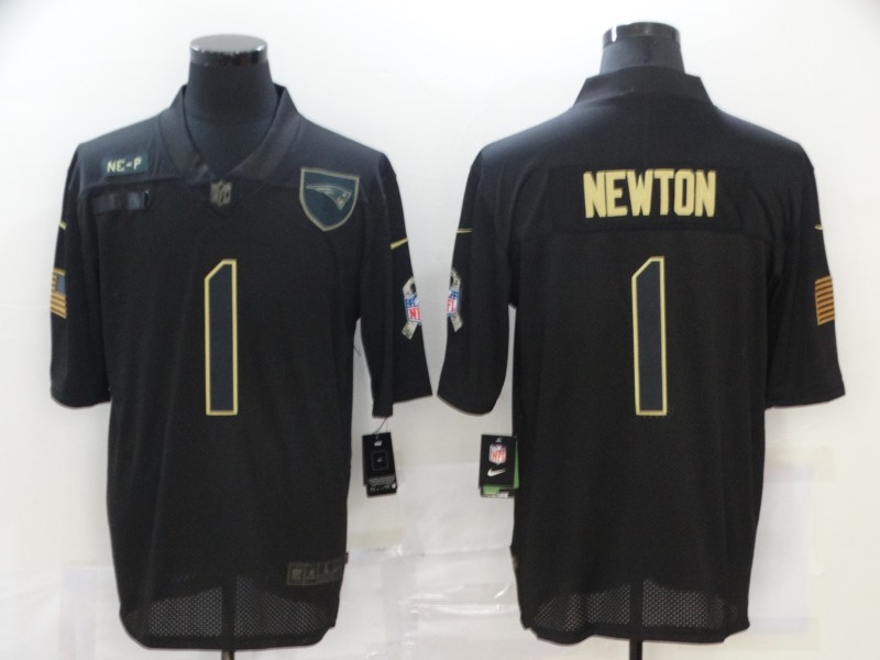 Nike New England Patriots 1 Cam Newton Black 2020 Salute To Service Limited Jersey