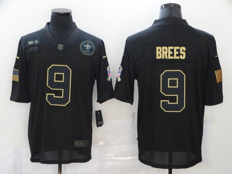 Nike New Orleans Saints 9 Drew Brees Black 2020 Salute To Service Limited Jersey