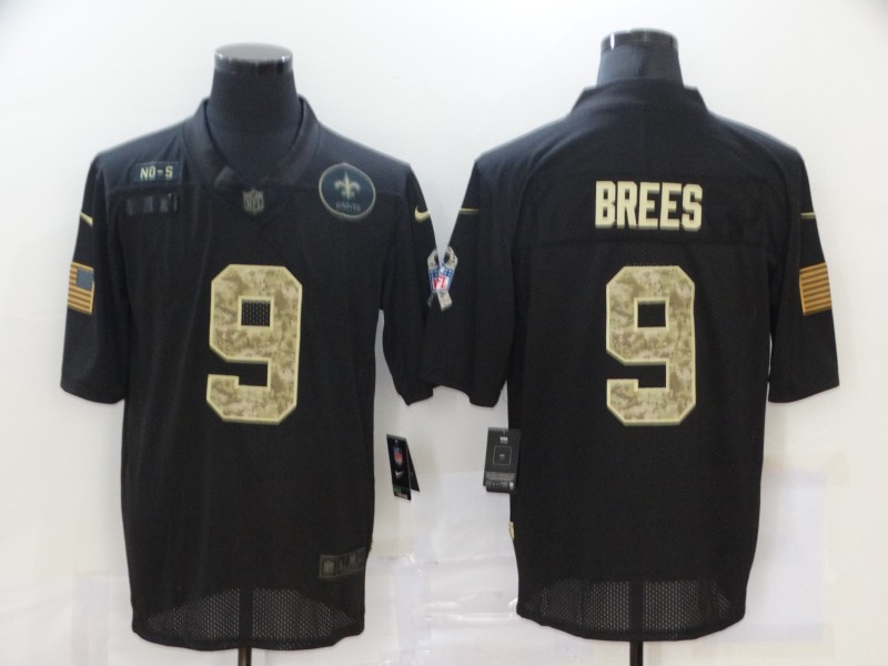 Nike New Orleans Saints 9 Drew Brees Black Camo 2020 Salute To Service Limited Jersey