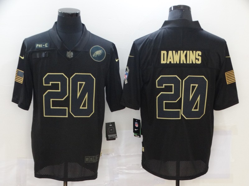 Nike Philadelphia Eagles 20 Brian Dawkins Black 2020 Salute To Service Limited Jersey