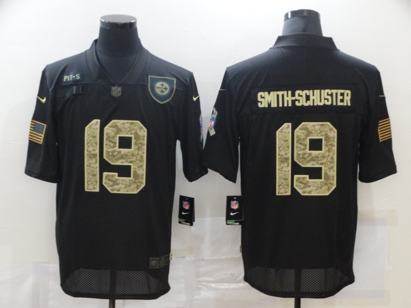 Nike Pittsburgh Steelers 19 JuJu Smith Schuster Black Camo 2020 Salute To Service Limited Jersey