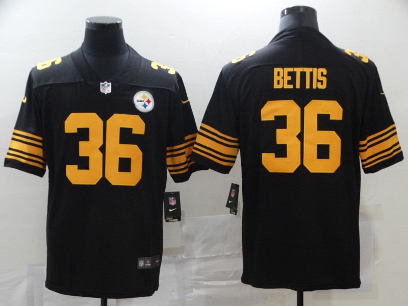 Nike Pittsburgh Steelers 36 Jerome Bettis Black Color Rush Limited Jersey