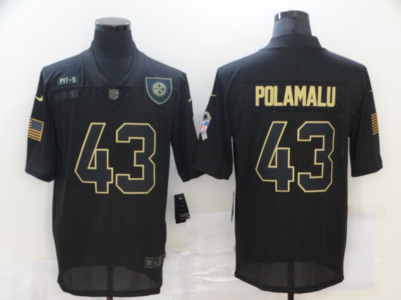 Nike Pittsburgh Steelers 43 Troy Polamalu Black 2020 Salute To Service Limited Jersey