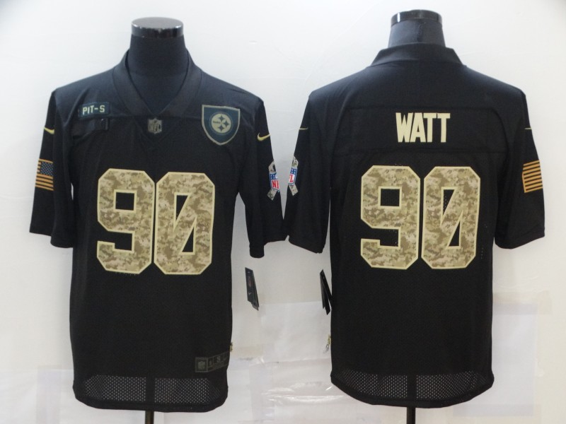 Nike Pittsburgh Steelers 90 T J  Watt Black Camo 2020 Salute To Service Limited Jersey