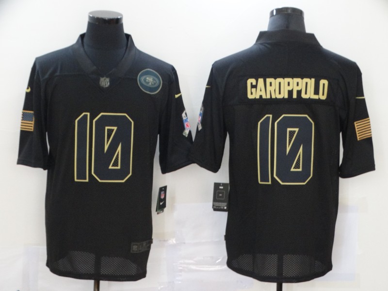 Nike San Francisco 49ers 10 Jimmy Garoppolo Black 2020 Salute To Service Limited Jersey