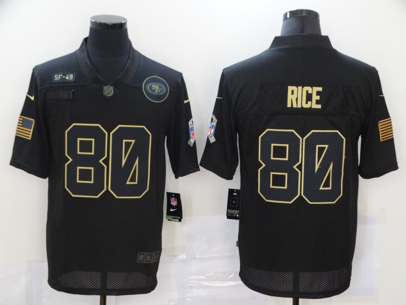 Nike San Francisco 49ers 80 Jerry Rice Black 2020 Salute To Service Limited Jersey