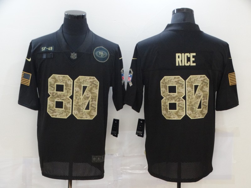 Nike San Francisco 49ers 80 Jerry Rice Black Came 2020 Salute To Service Limited Jersey