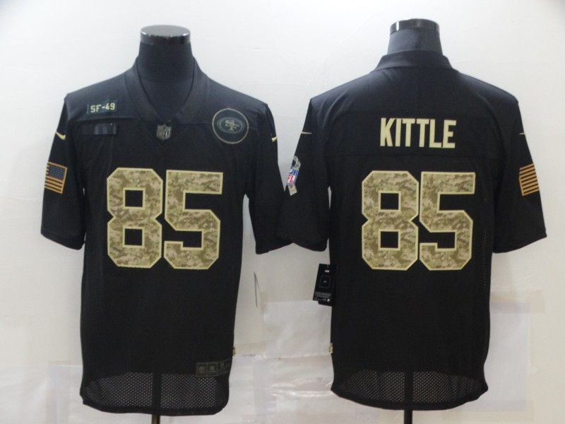 Nike San Francisco 49ers 85 George Kittle Black Camo 2020 Salute To Service Limited Jersey