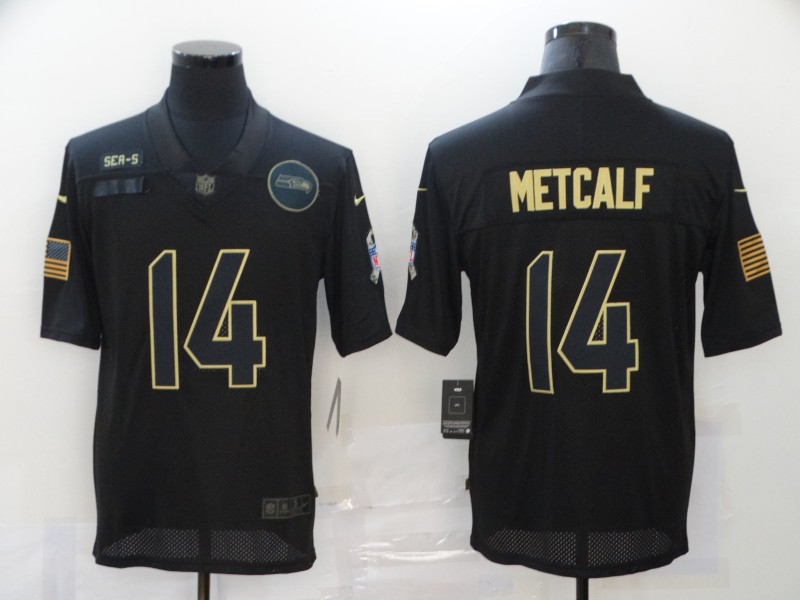 Nike Seattle Seahawks 14 DK Metcalf Black 2020 Salute To Service Limited Jersey