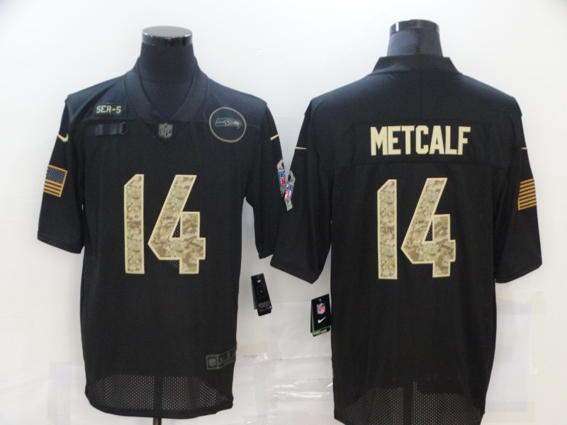 Nike Seattle Seahawks 14 DK Metcalf Black Camo 2020 Salute To Service Limited Jersey