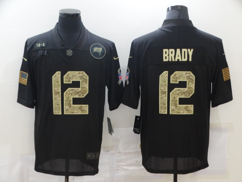 Nike Tampa Bay Buccaneers 12 Tom Brady Black Camo 2020 Salute To Service Limited Jersey