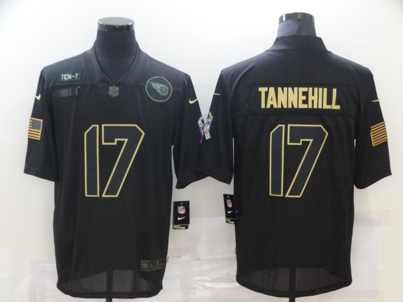 Nike Tennessee Titans 17 Ryan Tannehill Black 2020 Salute To Service Limited Jersey