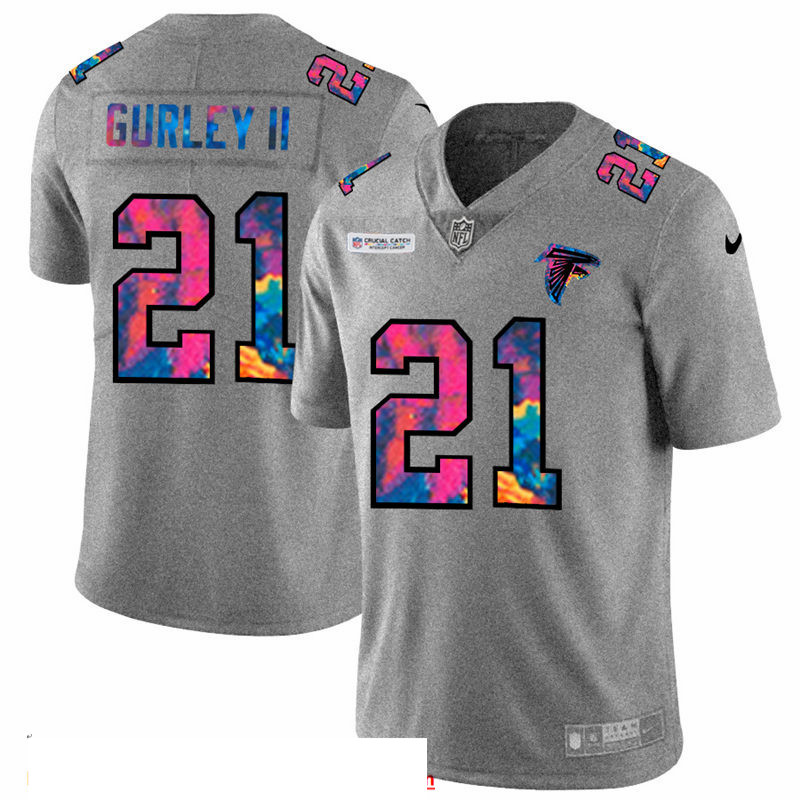 Men Atlanta Falcons 21 Todd Gurley II Men Nike Multi Color 2020 NFL Crucial Catch NFL Jersey Greyhea