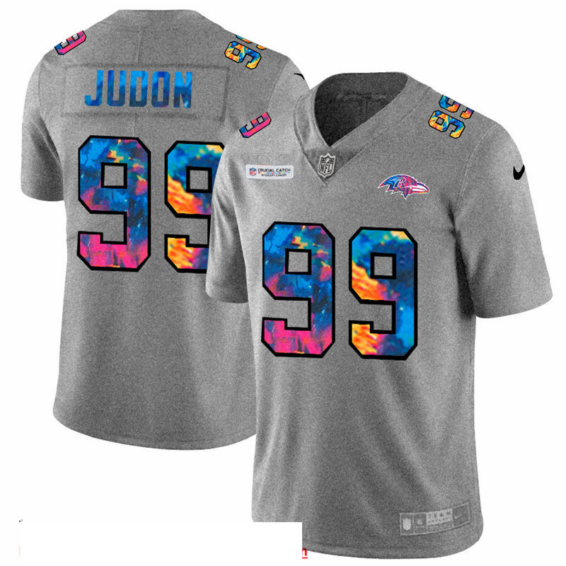 Men Baltimore Ravens 99 Matthew Judon Men Nike Multi Color 2020 NFL Crucial Catch NFL Jersey Greyhea