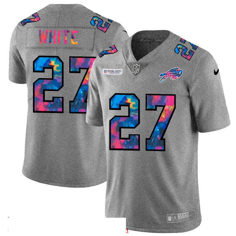 Men Buffalo Bills 27 Tre 27Davious White Men Nike Multi Color 2020 NFL Crucial Catch NFL Jersey Grey