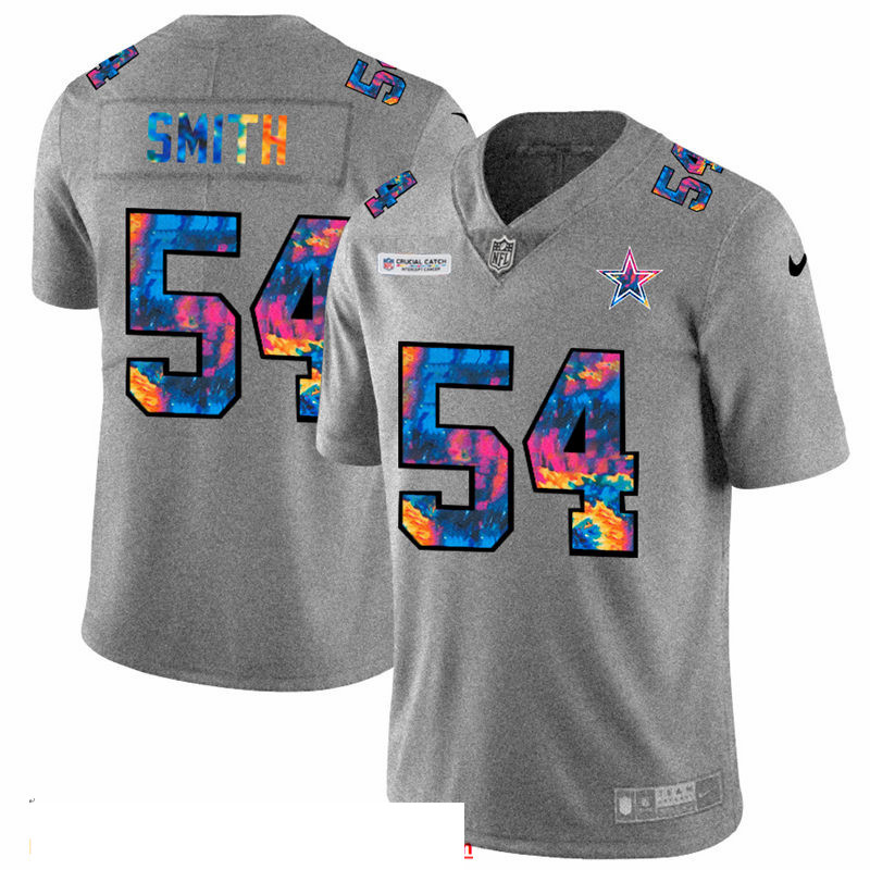 Men Dallas Cowboys 54 Jaylon Smith Men Nike Multi Color 2020 NFL Crucial Catch NFL Jersey Greyheathe