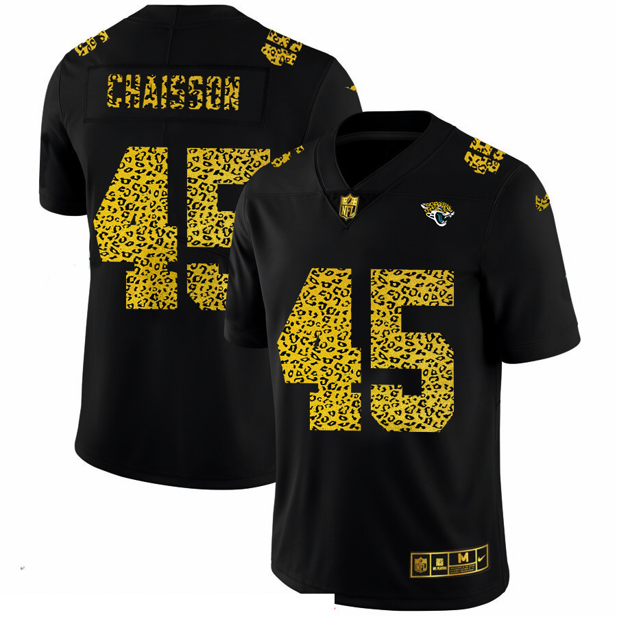 Men Jacksonville Jaguars 45 K 27Lavon Chaisson Men Nike Leopard Print Fashion Vapor Limited NFL Jers