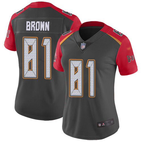 Women Nike Tampa Bay Buccaneers 81 Antonio Brown Gray Women Stitched NFL Limited Inverted Legend Jer