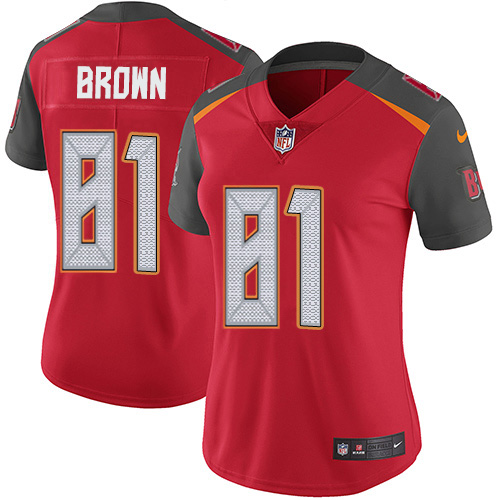 Women Nike Tampa Bay Buccaneers 81 Antonio Brown Red Team Color Women Stitched NFL Vapor Untouchable