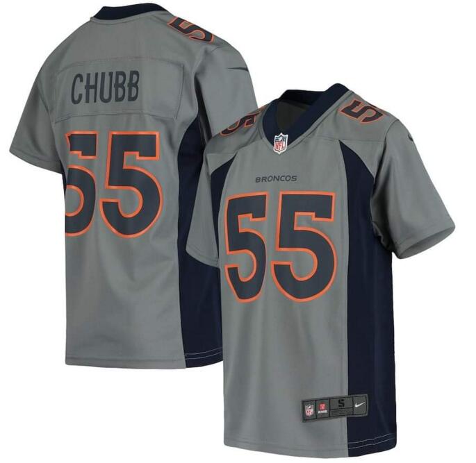 Men Denver Broncos Bradley Chubb 55 Gray jersey