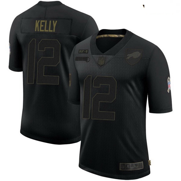 Youth Buffalo Bills 12 Jim Kelly Black Limited 2020 Salute To Service Jersey