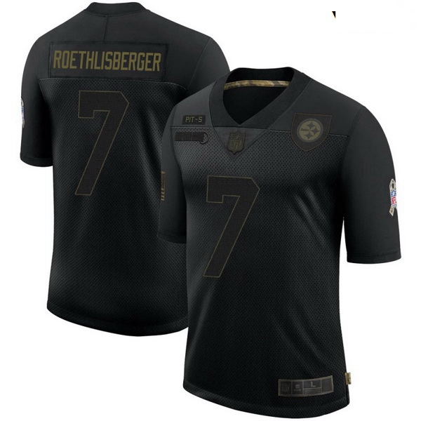 Youth Pittsburgh Steelers 7 Ben Roethlisberger Black Limited 2020 Salute To Service Jersey