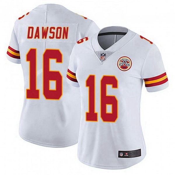 Women Kansas City Chiefs 16 Len Dawson White Vapor Limited Jersey