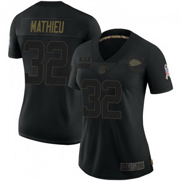 Women Kansas City Chiefs 32 Tyrann Mathieu Black Camo 2020 Salute To Service Limited Jersey