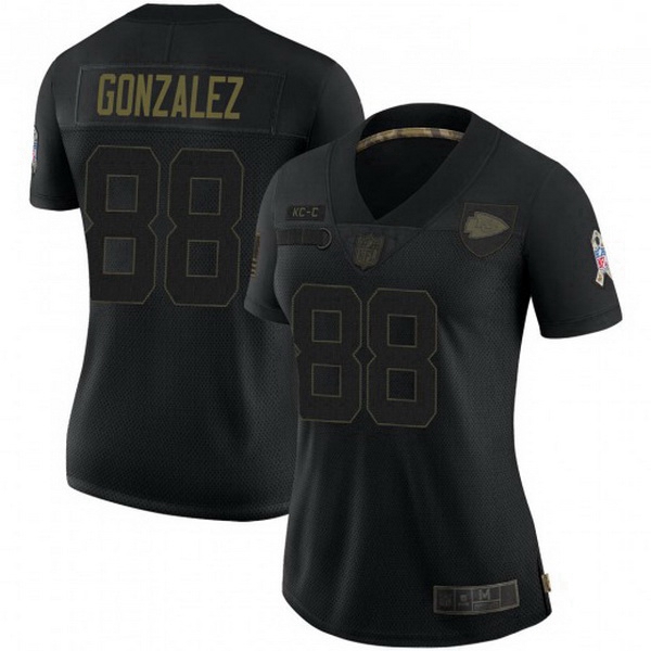 Women Kansas City Chiefs 88 Tony Gonzalez Black 2020 Salute To Service Limited Jersey