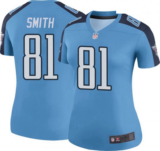 Women Tennessee Titans 81 Jonnu Smith Light Blue Rush Limited Jersey