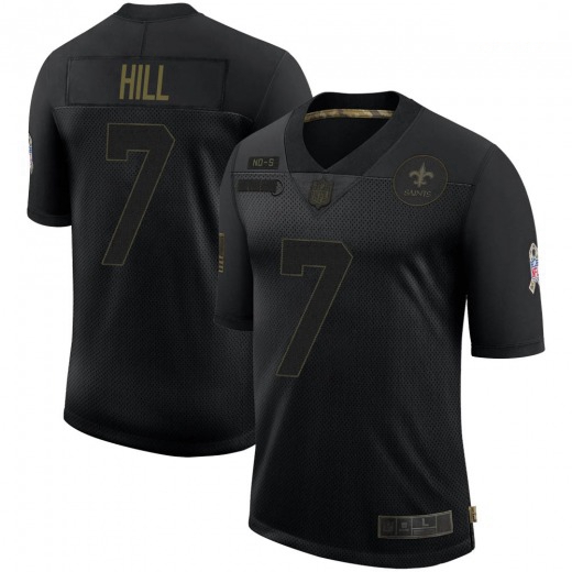 Men New Orleans Saints 7 Taysom Hill Black 2020 Salute To Service Limited Jersey