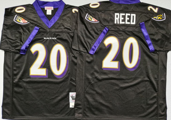 Men Baltimore Ravens 20 Ed Reed Black M&N Throwback Jersey