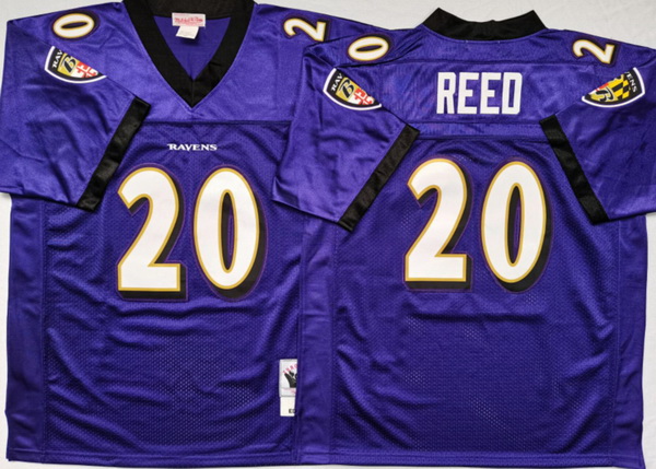 Men Baltimore Ravens 20 Ed Reed Purple M&N Throwback Jersey