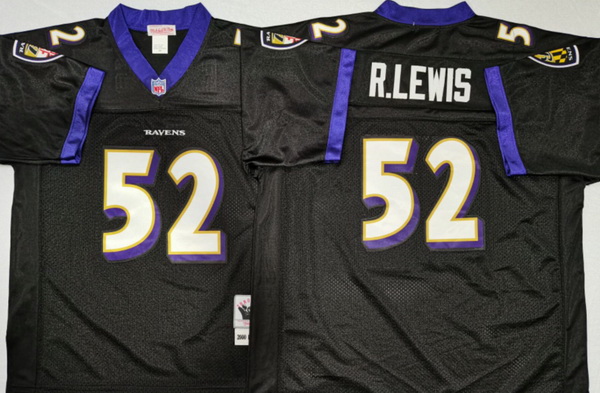 Men Baltimore Ravens 52 Ray Lewis Black M&N Throwback Jersey