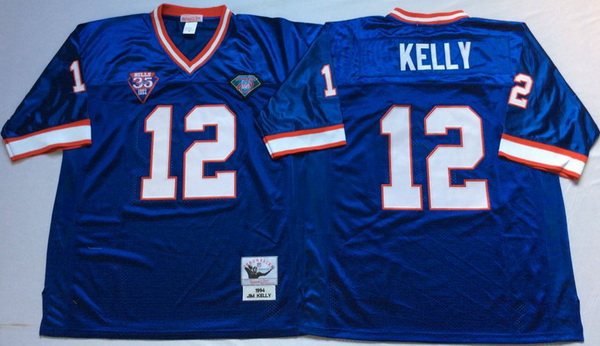 Men Buffalo Bills 12 Jim Kelly Blue M&N Throwback Jersey