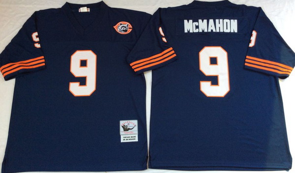 Men Chicago Bears 9 Jim McMahon Navy 1985 M&N Throwback Jersey